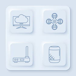 set line computer monitor screen drone router vector image
