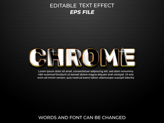 Chrome text effect font editable typography 3d vector