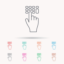 enter pin code icon click hand pointer sign vector