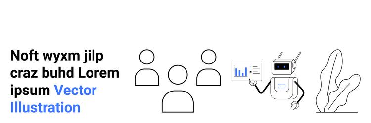 robot presenting data on screen to a team vector image