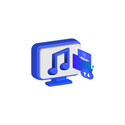 3d computer with backup music storage design vector