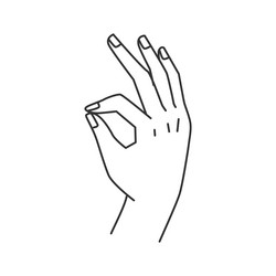 Hand gesture okay line sign circle with fingers vector