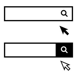 a set of icons for the search bar and mouse cursor vector image