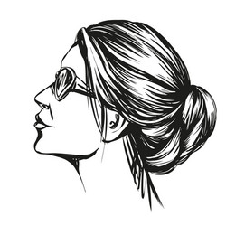 girl in sunglasses beautiful woman face hand Vector Image