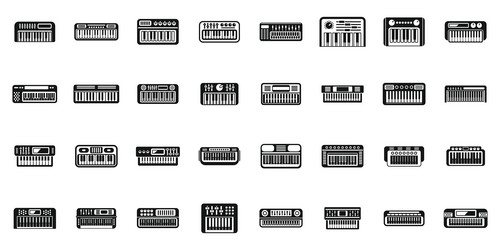 Synthesizer icons set simple acoustic vector