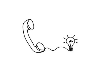 abstract mobile handset with lightbulb as line vector image