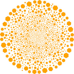 filled hexagon twirl exploding globula vector image
