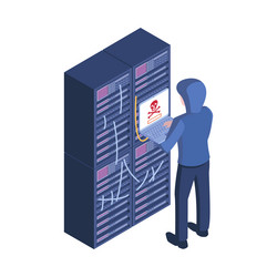 Hacker Server Rack Composition vector image