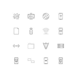 Network and database linear thin icons set vector