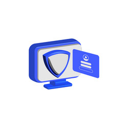 3d computer with personal data security design vector image