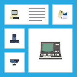 Flat icon computer set of processor vector