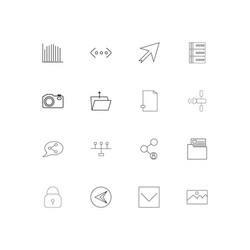 Network and database linear thin icons set vector