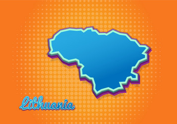 Retro map lithuania with halftone background vector