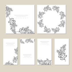 Botanic card with wild flowers leaves spring vector