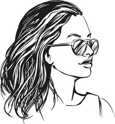 girl in sunglasses beautiful woman face hand Vector Image