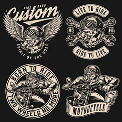 vintage monochrome motorcycle labels Vector Image