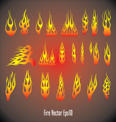 Flame fire border frame silhouette template set Vector Image