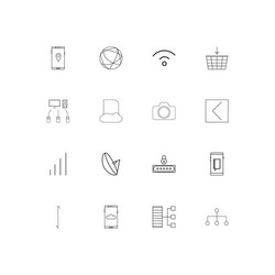 network and database linear thin icons set vector image