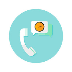 Request callback with time clock flat circle icon vector