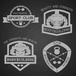 Bodybuilding & Fitness Emblem Set Vector Image
