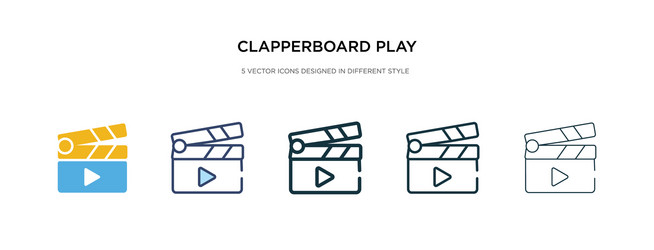 clapperboard play button icon in different style vector image
