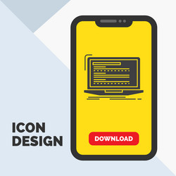 code coding computer monoblock laptop glyph icon vector image