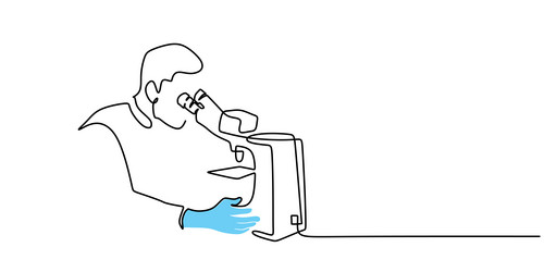 continuous one single line of scientist using vector image