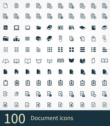 Document 100 icons universal set for web and ui vector