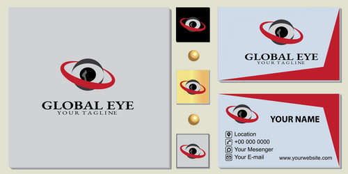 Global eye logo premium template with elegant vector