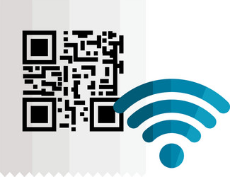 qr code receipt paper and wifi design vector image