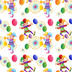 Seamless clown and balloons vector