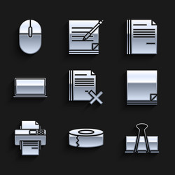 set delete file document scotch binder clip vector image
