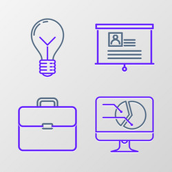 set line computer monitor with graph chart vector image