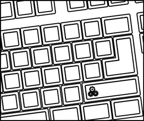 Figure computer keyboard with gear symbol icon vector