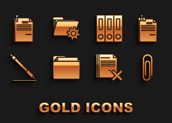 set document folder file and binder clip vector image