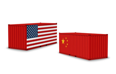 China usa trade war realistic cargo containers vector