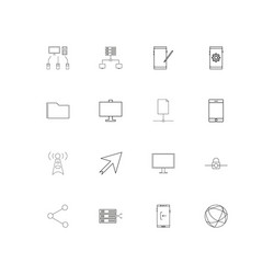 network and database linear thin icons set vector image