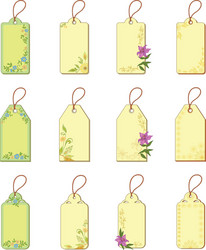 set tags with floral pattern Vector Image