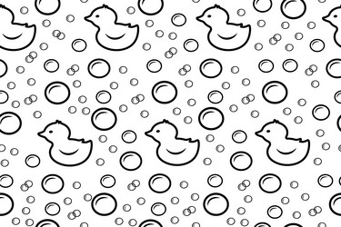 soap bubbles and duck pattern linear seamless vector image