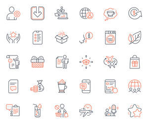 business icons set included icon as manual doc vector