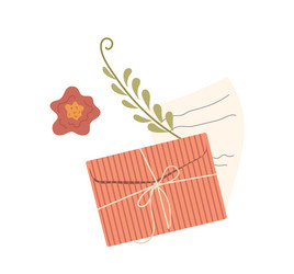 craft handmade letter envelop with flower vector