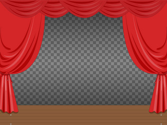 Empty stage with red curtains transparent Vector Image