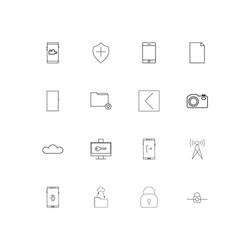 Network and database linear thin icons set vector