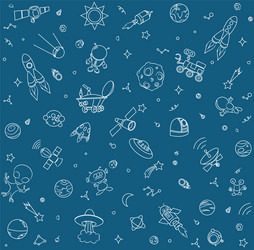 Space pattern objects and symbols sketchy hand vector