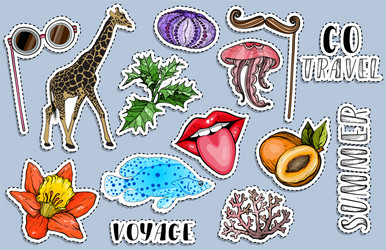 Sticker set traveling concept vector