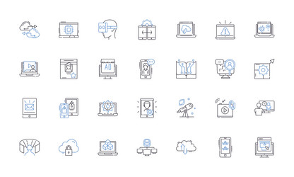 web technology line icons collection html css vector