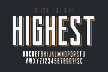 condensed simple display font design alphabet vector