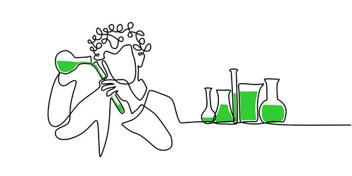continuous one single line of nerd scientist vector image