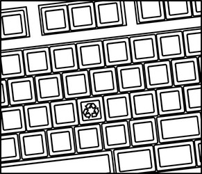 figure computer keyboard with recycle symbol icon vector