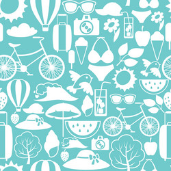 seamless pattern with stylized summer objects vector